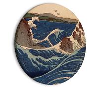 murando Quadro Rotondo Utagawa Hiroshige 40x40 cm 1 Pezzo Stampa su Tela con Struttura Immagini moderni Murale Fotografia Grafica Decorazione da parete il Mare a Satta Paesaggio Natura l-G-10011-bc-a
