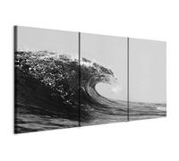 murando Quadro schäumende Onda 120x60 cm 3 pezzi Stampa su tela XXL Immagini moderni Murale Fotografia Grafica Decorazione da parete Mare Lago Acqua Oceano Tempesta nero bianco c-C-10058-b-a