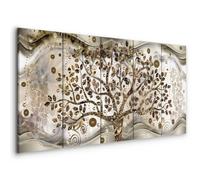 murando - Quadro Stile di Gustav Klimt Albero della Vita Effetto Oro 200x80 cm 5 Pezzi - Quadri Moderni per Soggiorno - Stampa su Tela - Murale Arte - Decori da Parete - Astratto Elegante l-C-0005-b-n