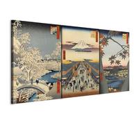 murando - Quadro Utagawa Hiroshige Vedute Edo Giapponese 60x30 cm 3 Pezzi - Quadri Moderni per Camera da Letto - Pannelli Decorativi per Pareti - Decorazioni - Stampa su Tela Strutturata c-G-10015-b-a
