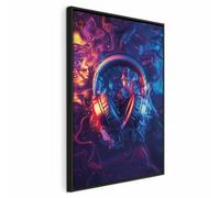 murando - Quadro Verticale con Cornice Nera Cuffie Neon Musica 60x90 cm 1 Pezzo - Quadri Moderni per Soggiorno Grandi - Pannelli Decorativi per Pareti - Telaio in Legno - Stampa su Tela a-H-10097-b-a