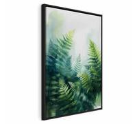 murando - Quadro Verticale con Cornice Nera Foresta Nebbiosa con Felci 60x90 cm Tela Strutturata Rilievo Acrilico - Quadri Moderni per Soggiorno Grandi - Pannelli Decorativi per Pareti - b-H-10159-b-a