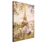 murando - Quadro Verticale Parigi e Torre Eiffel Effetto Oro 80x120 cm 1 Pezzo Stampa su Tela Grande - Quadri Moderni Verticali per Camera da Letto Decorazione da Parete - Citta Fiori d-C-0081-b-a