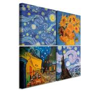 murando - Set di 4 Quadri Fonoassorbenti Vincent van Gogh Notte Stellata e Girasoli 80x80 cm Ciascuno delle Dimensioni di 40x40 cm 4 Pezzi - Quadro Acustico Stampa su Tela Camerretta l-B-0002-b-i