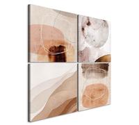 murando - Set di 4 Quadri Multipannello Moderni Cerchi e Forme Morbide 60x60 cm (4 pz. 30x30 cm ognuno) - Collage 4 Pezzi - Canvas con Struttura - Murale Arte - Componibili Soggiorno - a-C-10184-b-a