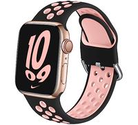 Muranne Sport Band compatibile con Apple Watch 40 mm 38 mm per donne e uomini, Sporty traspirante morbido silicone cinturino di ricambio compatibile con iWatch SE Series 6 5 4 3 2 1, S/M M/L, colore: nero/rosa, cod. H030NK-38M/L-Black/Pink