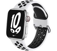 Muranne Sport Band compatibile con Apple Watch 44 mm 42 mm 40 mm 38 mm per donne uomini, sportivo traspirante morbido silicone cinturino di ricambio compatibile con iWatch SE Series 6 5 4 3 2 1, S/M M/L, colore: bianco/nero, cod. H030NK-38M/L-White/Black