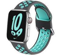 Muranne Sport Band compatibile con Apple Watch 44 mm 42 mm 40 mm 38 mm per donne uomini, sportivo traspirante morbido silicone cinturino di ricambio compatibile con iWatch SE Series 6 5 4 3 2 1, S/M M/L, colore: Grigio/Teal, cod. H030NK-38M/L-Gray/Teal
