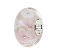 Murano Lampwork Glass Charm in argento Sterling con amore, fiore, foglia e anniversario per braccialetti charm Pandora, vetro, vetro