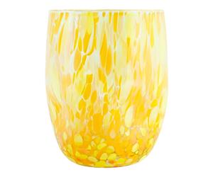 Murano Vetro Bere Artistico Bicchiere Giallo Arancione Fatto Venezia Italia