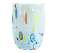 Murano Vetro Bere Artistico Bicchiere Luce Blu Multi Fatto a Mano Millefiori