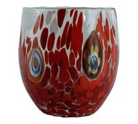 Murano Vetro Bere Bicchiere Rosso Bianco Millefiori