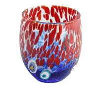 Murano Vetro Bere Bicchiere Rosso Blu Fatto a Mano Millefiori Venezia Italia
