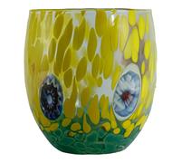 Murano Vetro Bere Bicchiere Verde Giallo Millefiori