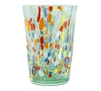 Murano Vetro Bere Bicchiere Verde Multi Fatto a Mano Millefiori Venezia Italia