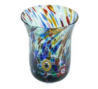 Murano Vetro Bere Vetro Bicchiere Multi Blu Giallo Fatto a Mano Millefiori 10cm