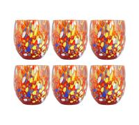 Murano Vetro Bere Vetro Bicchieri Set Di Sei 6 Rosso Multi Venezia Millefiori