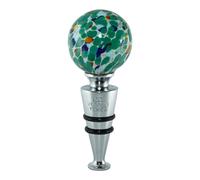 Murano Vetro Bottiglia Tappo Verde Multi Argento Vino Prosecco Venezia Con Box