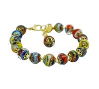 Murano Vetro Bracciale Multicolore Oro Fatto a Mano Venezia 15 Perline Italia