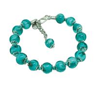 Murano Vetro Bracciale Verde Argento Bronzo Fatto a Mano Venezia 15 Perline