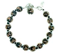 Murano Vetro Braccialetto Nero Argento Artigianale Venezia 15 Perline Italia