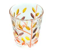 Murano Vetro Colpo Bicchiere Marrone Arancione Dipinto a Mano Fiore Modello