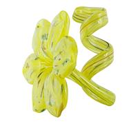 Murano Vetro Portacandele Giallo Multi Fatto a Mano Millefiori 8cm Venezia