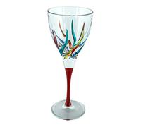 Murano Vino Vetro Dipinto a Mano Multi Rosso Stelo Verde Venezia Italia