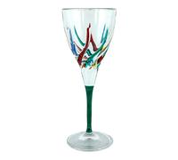 Murano Vino Vetro Dipinto a Mano Multi Verde Stelo Blu Arancione Rosso Venezia