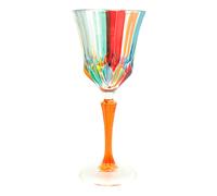 Murano Vino Vetro Multi Arancione Stelo Rosso Blu Verde Dipinto a Mano Venezia