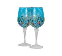MurArt 2 Calici da Vino di Murano Set 6 Flute da 200 ml Alt 20cm Collezione Elegance in Vetro soffiato, Lavorato a Mano artigianalmente Made in Italy