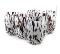 MurArt 6 Bicchieri di Murano Set da 6 Bicchieri Bianco e Nero da Acqua da 400ml in Vetro Soffiato a Mano in Lavorazione Artigianale Collezione Eleganza Made in Italy
