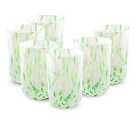 MurArt 6 Bicchieri di Murano Set da 6 Bicchieri Bianco e Verde da Acqua da 400ml in Vetro Soffiato a Mano in Lavorazione Artigianale Collezione Eleganza Made in Italy