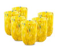 MurArt 6 Bicchieri di Murano Set da 6 Bicchieri da Acqua Giallo da 400ml in Vetro Soffiato a Mano in Lavorazione Artigianale Collezione Eleganza Made in Italy