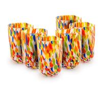 MurArt 6 Bicchieri di Murano Set da 6 Bicchieri da Acqua Multicolor da 400ml in Vetro Soffiato a Mano in Lavorazione Artigianale Collezione Eleganza Made in Italy