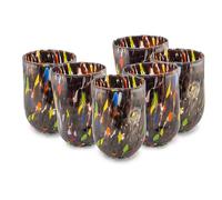 MurArt 6 Bicchieri di Murano Set da 6 Bicchieri da Acqua nero da 400ml in Vetro Soffiato a Mano in Lavorazione Artigianale Collezione Eleganza Made in Italy
