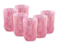 MurArt 6 Bicchieri di Murano Set da 6 Bicchieri da Acqua Rosa da 400ml in Vetro Soffiato a Mano in Lavorazione Artigianale Collezione Eleganza Made in Italy