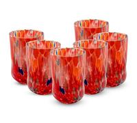 MurArt 6 Bicchieri di Murano Set da 6 Bicchieri da Acqua Rosso da 400ml in Vetro Soffiato a Mano in Lavorazione Artigianale Collezione Eleganza Made in Italy