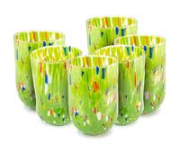 MurArt 6 Bicchieri di Murano Set da 6 Bicchieri da Acqua Verde da 400ml in Vetro Soffiato a Mano in Lavorazione Artigianale Collezione Eleganza Made in Italy