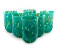 MurArt 6 Bicchieri di Murano Set da 6 Bicchieri da Acqua Verde Petrolio da 400ml in Vetro Soffiato a Mano in Lavorazione Artigianale Collezione Eleganza Made in Italy