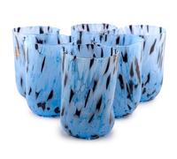 MurArt 6 Bicchieri di Murano Set da 6 Bicchieri Pervinca e Nero da Acqua da 400ml in Vetro Soffiato a Mano in Lavorazione Artigianale Collezione Eleganza Made in Italy