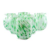 MurArt Bicchieri di Murano Bianco e Verde Set da 6 bicchieri da 400ml Collezione Onde in vetro soffiato a mano in lavorazione artigianale