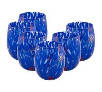 MurArt Bicchieri di Murano Blu Set da 6 bicchieri da 400ml Collezione Onde in vetro soffiato a mano in lavorazione artigianale