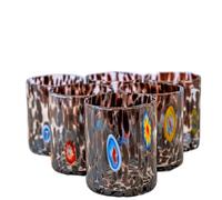 MurArt Bicchieri di Murano Set da 6 bicchieri da 300ml Collezione Tower in vetro soffiato a mano in lavorazione artigianale Made in Italy