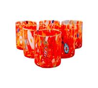 MurArt Bicchieri di Murano Set da 6 bicchieri da 300ml Collezione Tower in vetro soffiato a mano in lavorazione artigianale Made in Italy (Rosso, Bicchiere 6pz)