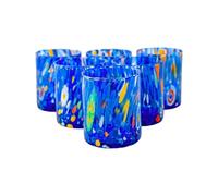 MurArt Bicchieri di Murano Set da 6 bicchieri da 300ml Collezione Tower in vetro soffiato a mano in lavorazione artigianale Made in Italy (Blu, Bicchiere 6pz)