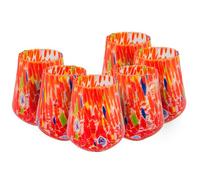 MurArt Bicchieri di Murano Set da 6 bicchieri da 300ml in vetro soffiato a mano in lavorazione artigianale Made in Italy B8 (Rosso, Bicchieri Acqua 6pz)