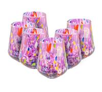 MurArt Bicchieri di Murano Set da 6 bicchieri da 300ml in vetro soffiato a mano in lavorazione artigianale Made in Italy B8 (Ametista, Bicchieri Acqua 6pz)