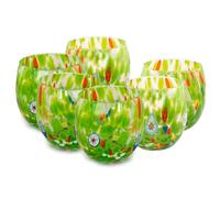 MurArt Bicchieri di Murano Set da 6 bicchieri da 400ml Collezione Marea in vetro soffiato a mano in lavorazione artigianale Made in Italy (VERDE ERBA, Bicchiere 6pz)