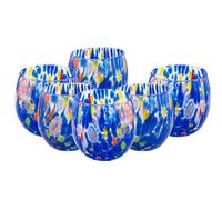 MurArt Bicchieri di Murano Set da 6 bicchieri da 400ml Collezione Marea in vetro soffiato a mano in lavorazione artigianale Made in Italy (Blu, Bicchiere 6pz)